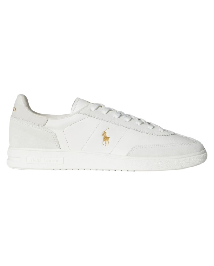 Sneaker Uomo Ralph Lauren Bedford in Camoscio e Pelle Bianco Bianco