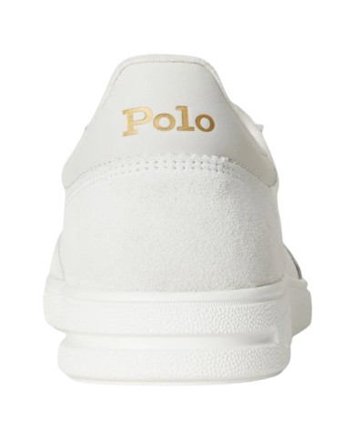 Sneaker Uomo Ralph Lauren Bedford in Camoscio e Pelle Bianco Bianco