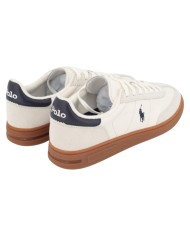 Sneaker Uomo Ralph Lauren Bedford in Camoscio e Pelle Bianco Nero