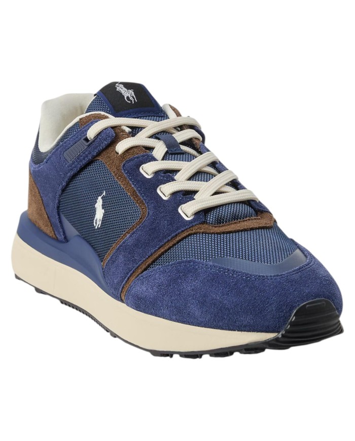 Sneaker Uomo Ralph Lauren Train 89 V2 in Camoscio Navy Brown