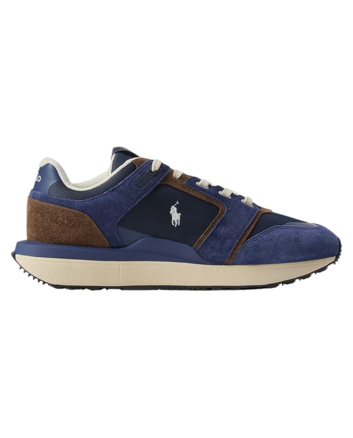 Sneaker Uomo Ralph Lauren Train 89 V2 in Camoscio Navy Brown