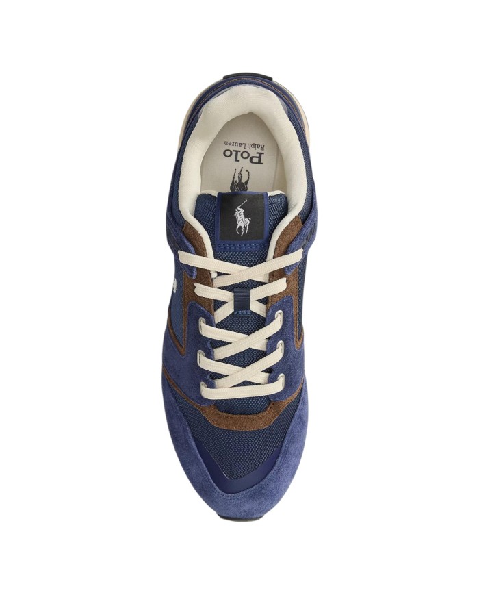 Sneaker Uomo Ralph Lauren Train 89 V2 in Camoscio Navy Brown