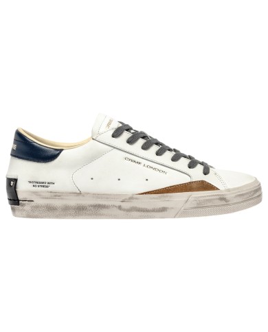 Sneakers Uomo Crime London Distressed 2.0 Leather White Blue Amber