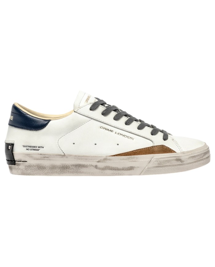 Sneakers Uomo Crime London Distressed 2.0 Leather White Blue Amber