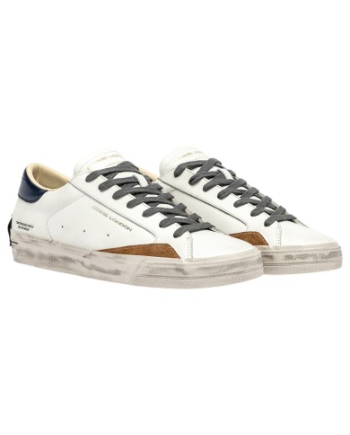 Sneakers Uomo Crime London Distressed 2.0 Leather White Blue Amber