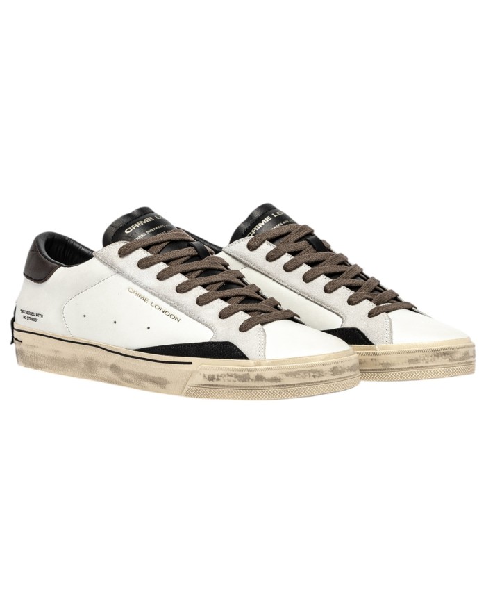Sneakers Uomo Crime London Distressed 2.0 Leather White Brown