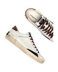 Sneakers Uomo Crime London Distressed Leather White Brown Tobacco Nights