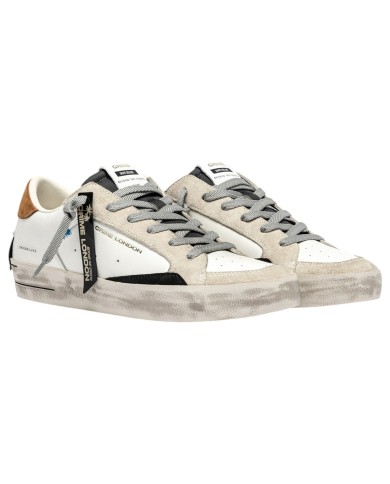 Sneakers Uomo Crime London Sk8 Deluxe Leather White Brown Slate Grey