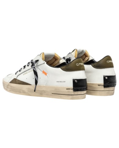 Sneakers Uomo Crime London Sk8 Deluxe Leather White Olive Ember