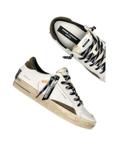 Sneakers Uomo Crime London Sk8 Deluxe Leather White Olive Ember