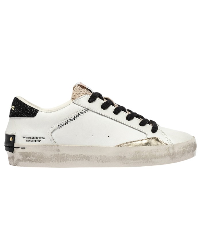 Sneakers Donna Crime London Distressed Leather White Ivory Shadow