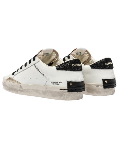 Sneakers Donna Crime London Distressed Leather White Ivory Shadow