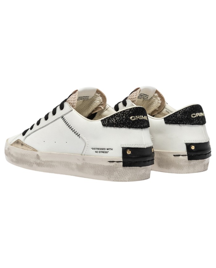 Sneakers Donna Crime London Distressed Leather White Ivory Shadow