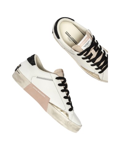 Sneakers Donna Crime London Distressed Leather White Ivory Shadow