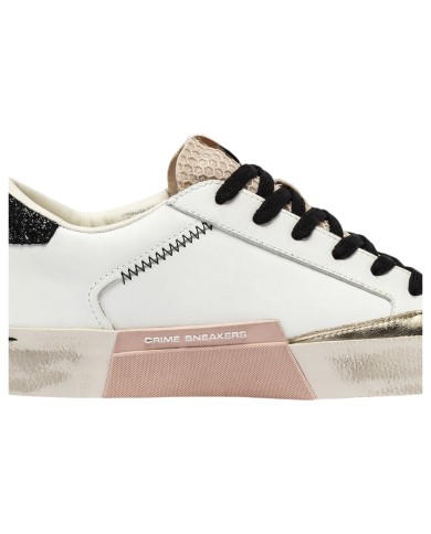 Sneakers Donna Crime London Distressed Leather White Ivory Shadow