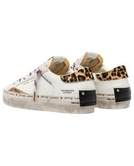 Sneakers Donna Crime London Distressed Leather White Cheetah Pop