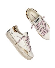 Sneakers Donna Crime London Distressed Leather White Cheetah Pop