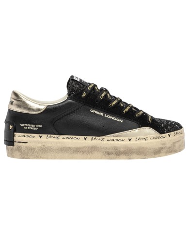 Sneakers Donna Crime London Distressed Platform Leather Black Dusk
