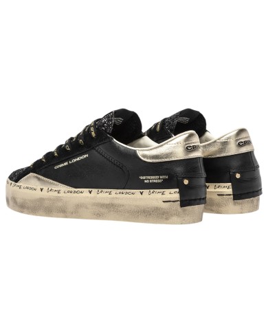 Sneakers Donna Crime London Distressed Platform Leather Black Dusk