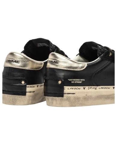 Sneakers Donna Crime London Distressed Platform Leather Black Dusk