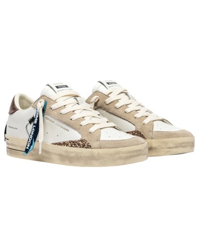Sneakers Donna Crime London Sk8 Deluxe Leather White Caramel Brulée