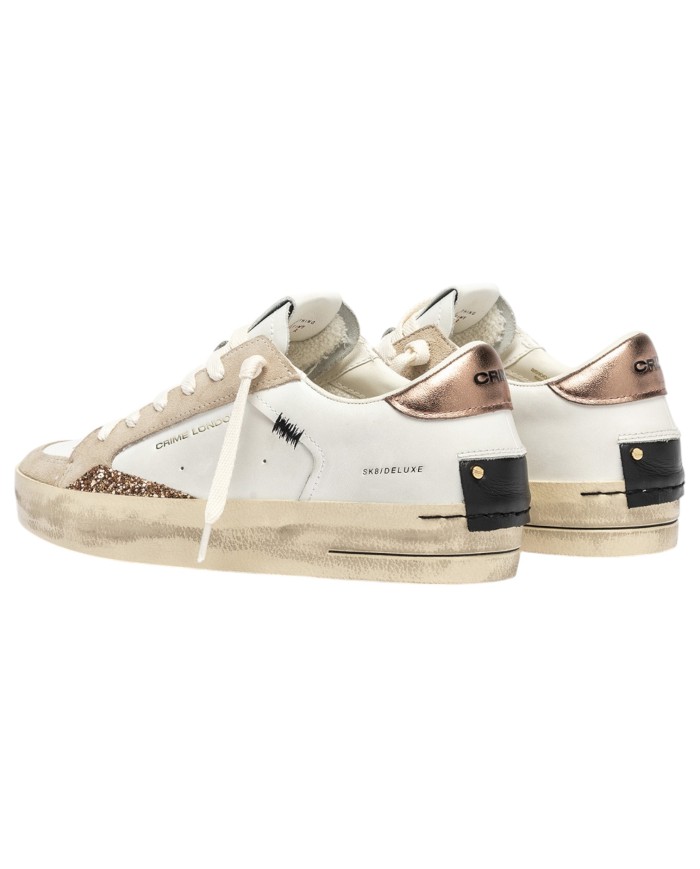 Sneakers Donna Crime London Sk8 Deluxe Leather White Caramel Brulée