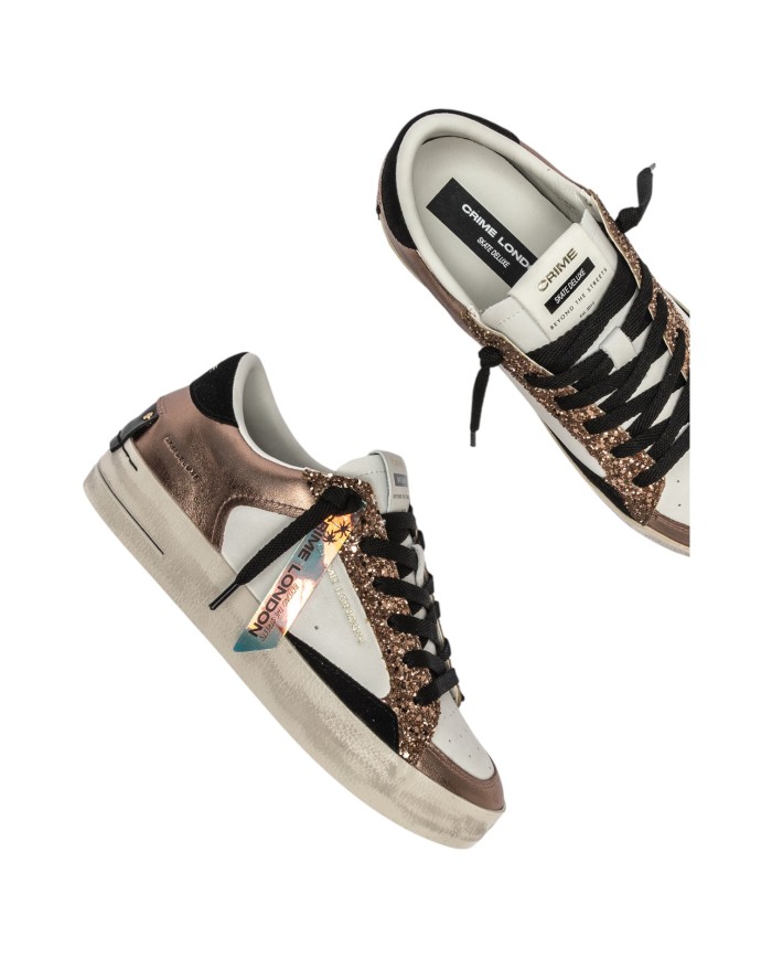 Sneakers Donna Crime London Sk8 Deluxe Leather White Bronze Ambre Glam