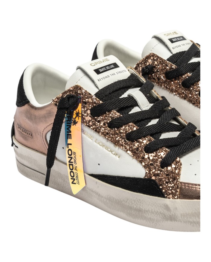 Sneakers Donna Crime London Sk8 Deluxe Leather White Bronze Ambre Glam