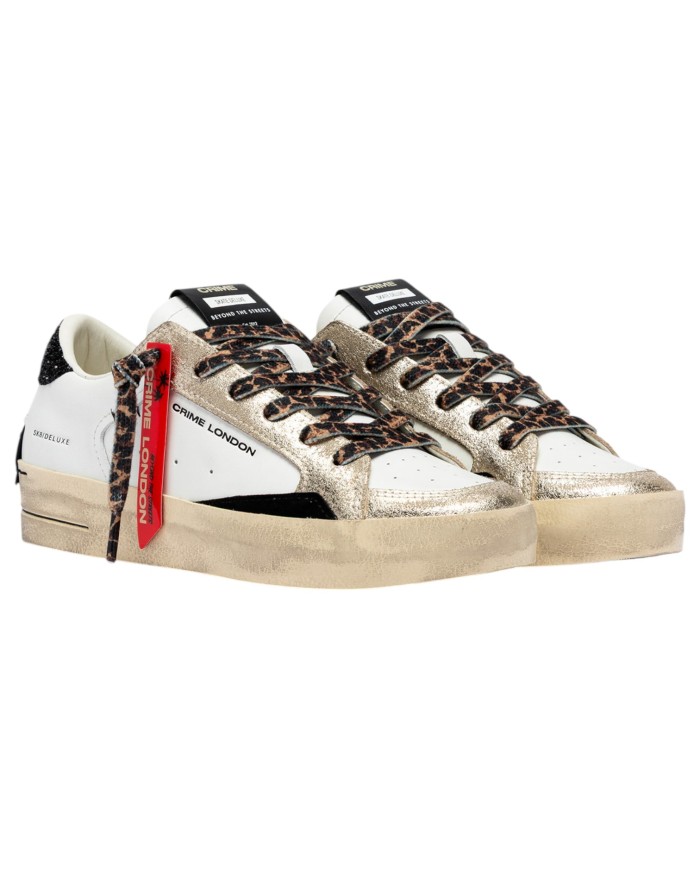 Sneakers Donna Crime London Sk8 Deluxe Leather White Arctic Shadow