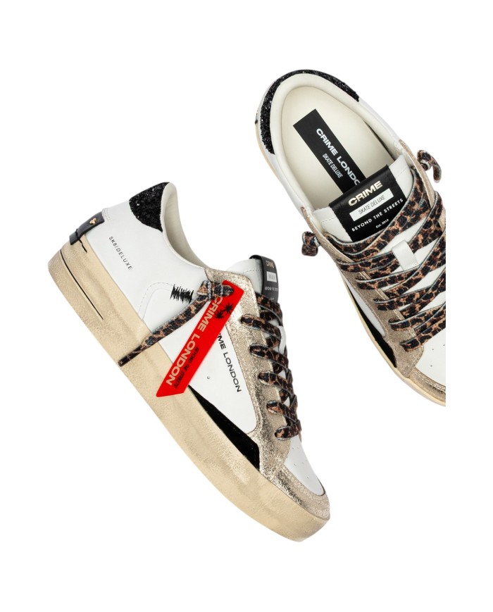 Sneakers Donna Crime London Sk8 Deluxe Leather White Arctic Shadow