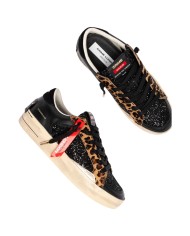 Sneakers Donna Crime London Sk8 Deluxe Glitter Leather Black Cheetah