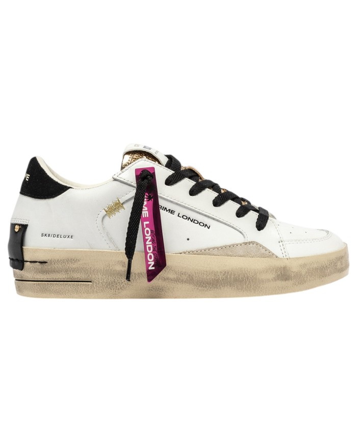 Sneakers Donna Crime London Sk8 Deluxe Wedge Leather White Satin Spell