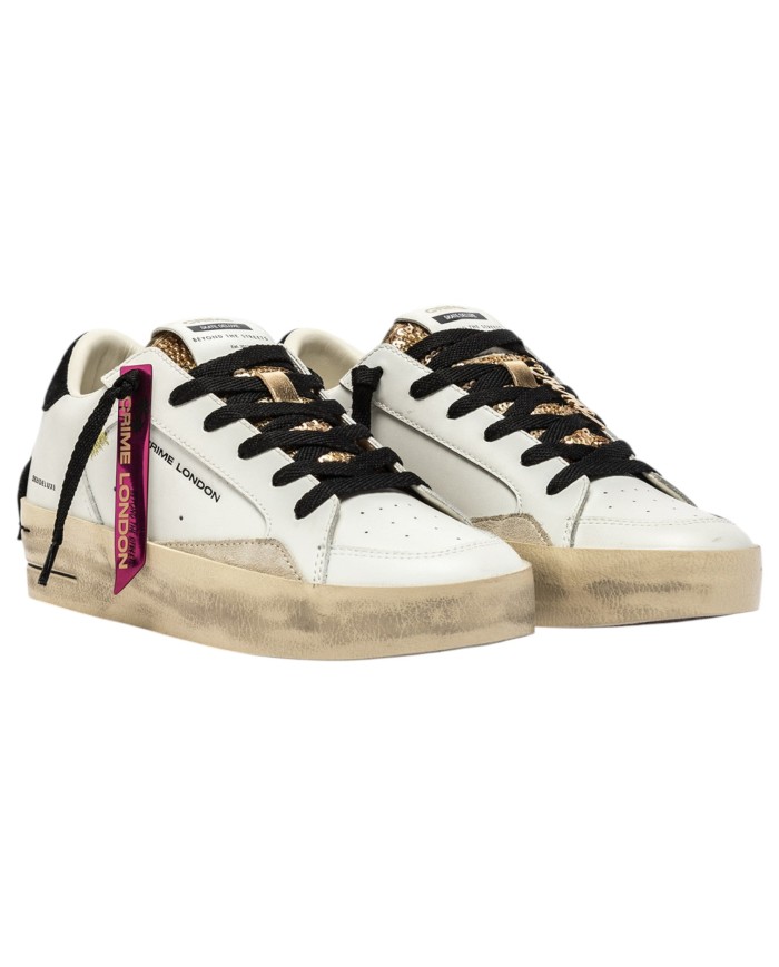 Sneakers Donna Crime London Sk8 Deluxe Wedge Leather White Satin Spell