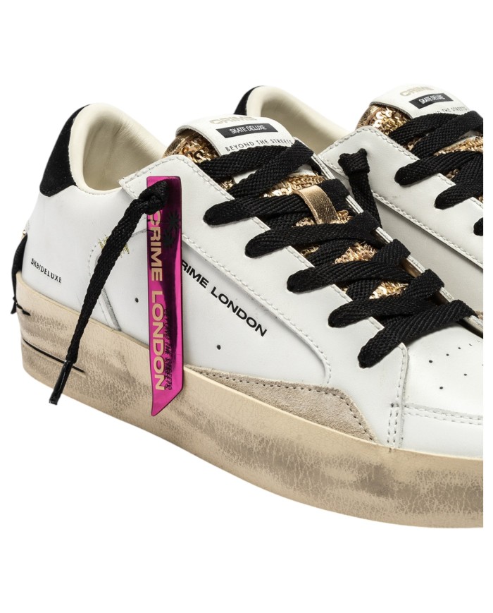 Sneakers Donna Crime London Sk8 Deluxe Wedge Leather White Satin Spell