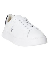 Sneaker Uomo Ralph Lauren RLite Court in Pelle Martellata Bianco Blu