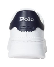 Sneaker Uomo Ralph Lauren RLite Court in Pelle Martellata Bianco Blu