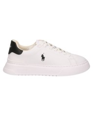 Sneaker Uomo Ralph Lauren RLite Court in Pelle Martellata Bianco Nero