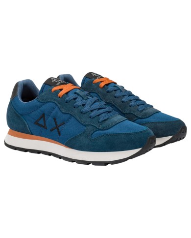 Sneakers Uomo Sun 68 Δ X Tom Solid Mesh Suede Petrolio Blue