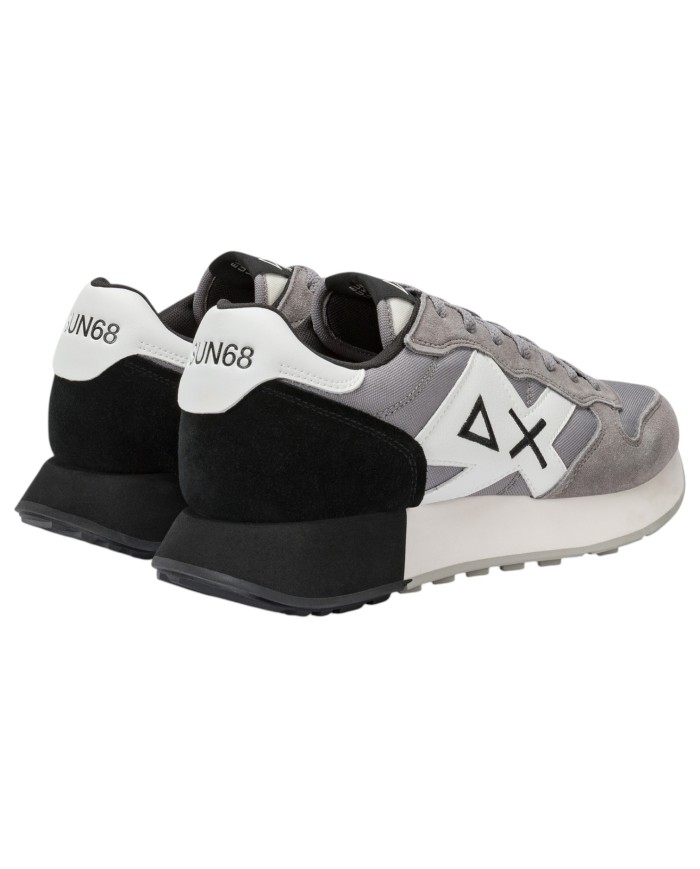 Sneakers Uomo Sun 68 Δ X Jaki Solid Suede Leather Grigio Medio