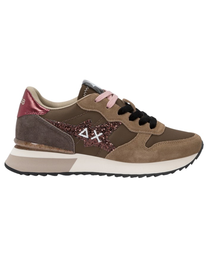 Sneakers Donna Sun 68 Δ X Stargirl Glitter Logo Mesh Suede Marrone