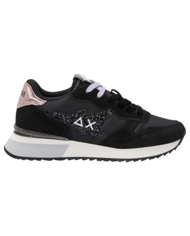 Sneakers Donna Sun 68 Δ X Stargirl Glitter Logo Mesh Suede Nero