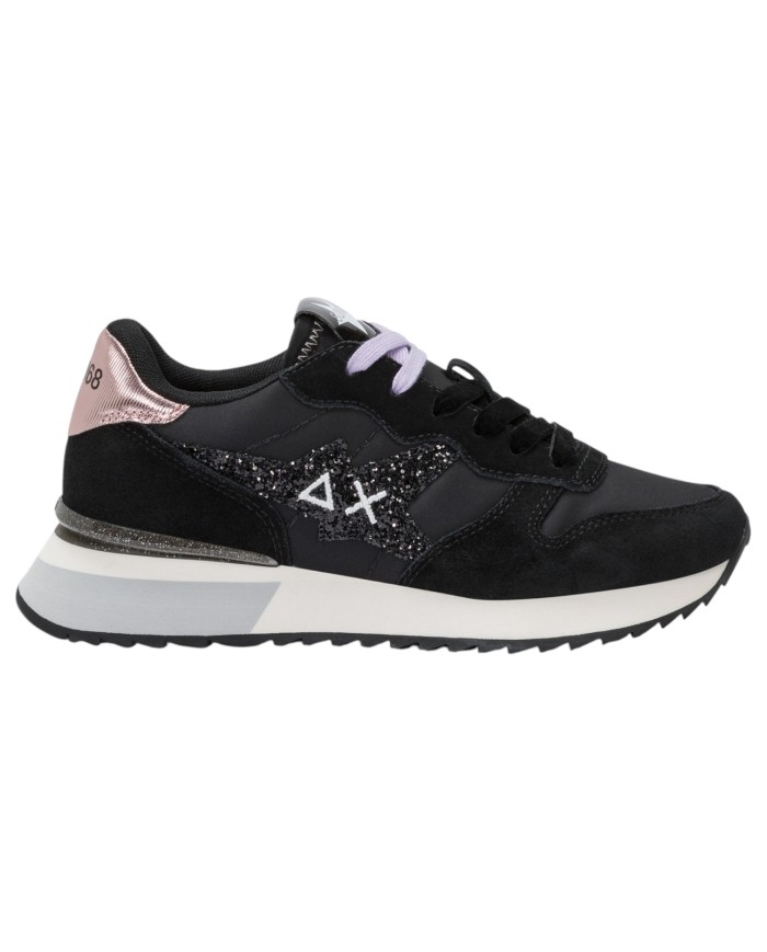 Sneakers Donna Sun 68 Δ X Stargirl Glitter Logo Mesh Suede Nero
