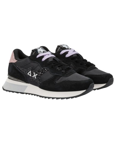 Sneakers Donna Sun 68 Δ X Stargirl Glitter Logo Mesh Suede Nero