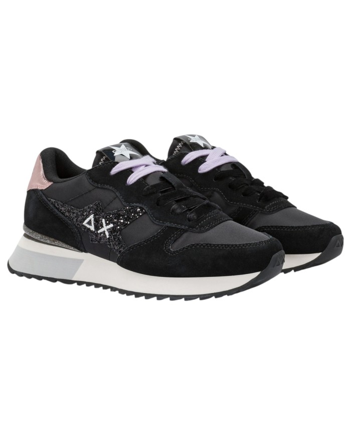 Sneakers Donna Sun 68 Δ X Stargirl Glitter Logo Mesh Suede Nero