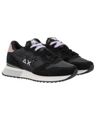 Sneakers Donna Sun 68 Δ X Stargirl Glitter Logo Mesh Suede Nero