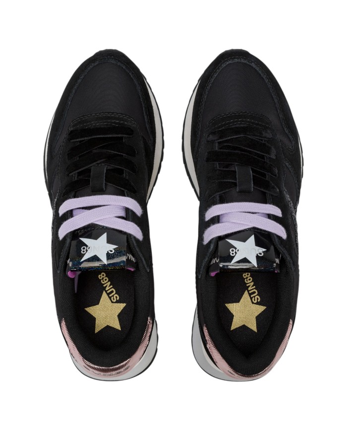 Sneakers Donna Sun 68 Δ X Stargirl Glitter Logo Mesh Suede Nero
