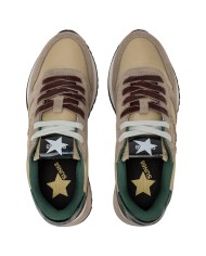 Sneakers Donna Sun 68 Δ X Stargirl Glitter Logo Mesh Suede Beige Scuro