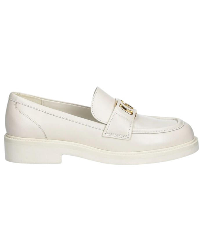 Mocassino Donna Guess Shuttle Fibbia G Logo Leather Ivory