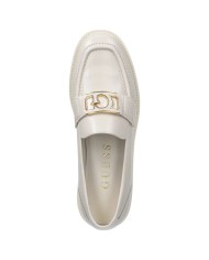 Mocassino Donna Guess Shuttle Fibbia G Logo Leather Ivory