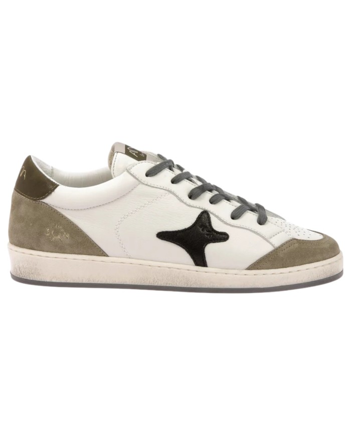 Sneakers Ama Brand Uomo Ama B Sun Leather White Black Taupe